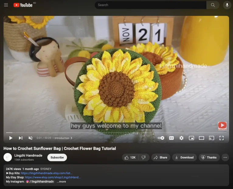 The crochet sunflower that gave the company its name