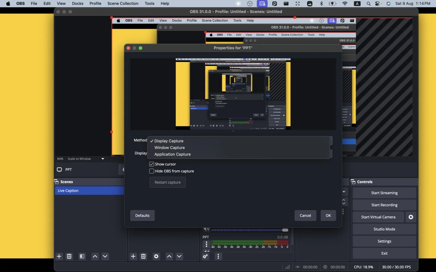 Switching the source method to Window Capture
