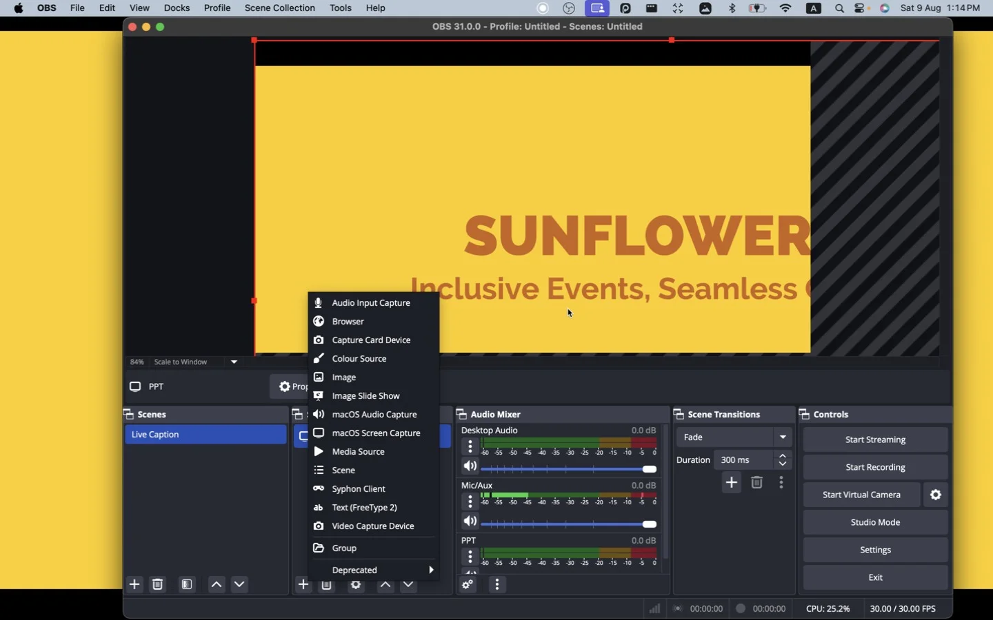 Selecting Browser from the Sources menu